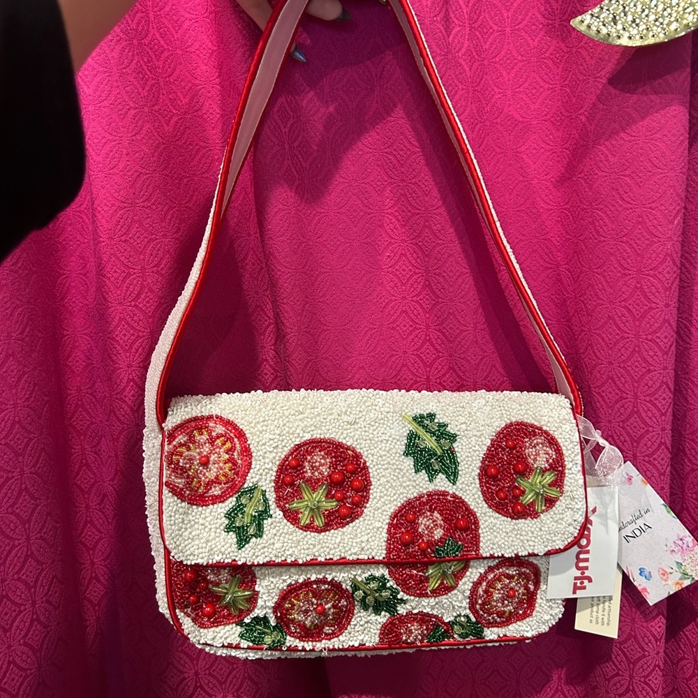 VIRAL TikTok Embellished Tomato Design Shoulder Bag